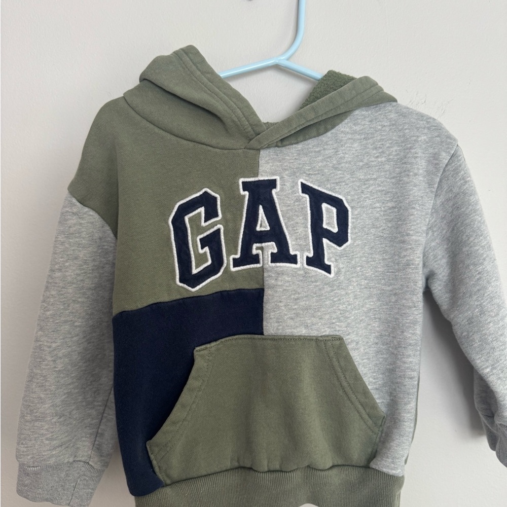 GAP Kids Two-Tone Green and Gray Hoodie